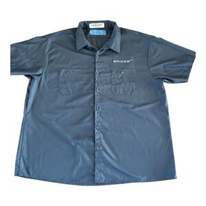 SpaceX Work Shirt Button Down Mens 3Xl Dark Gray Short Sleeve Chest Logo